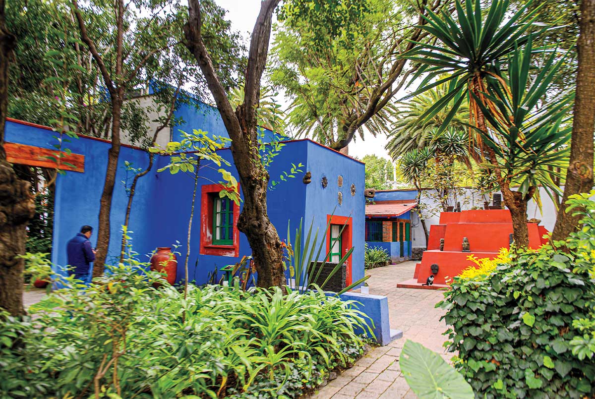 Beautiful blue museum in Mexico
